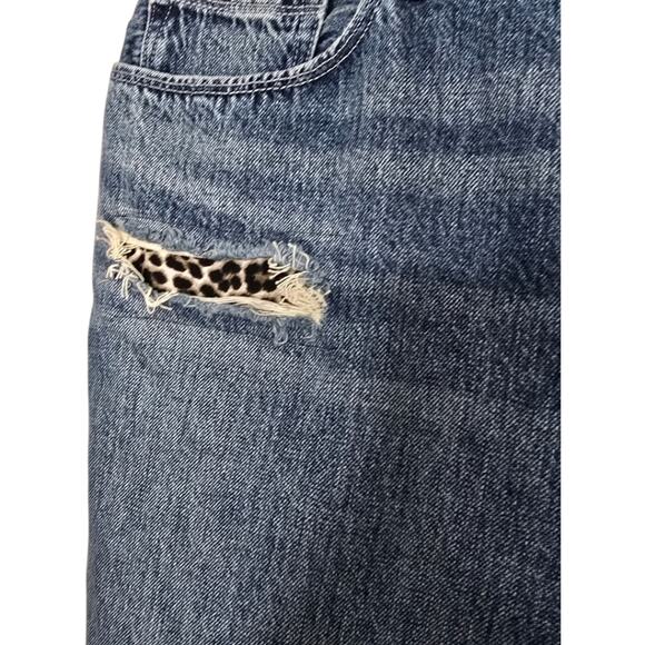 Good American‎ Good Vintage Distressed Jeans Leopard Print Detailing Size 16 - Picture 6 of 15